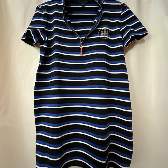 Tommy Hilfinger T-shirt dress striped navy blue and white women - Picture 2 of 4